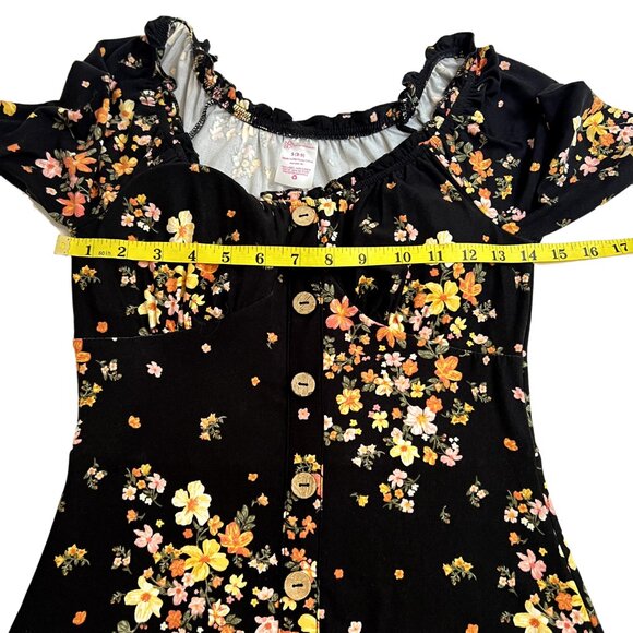 No Boundaries Floral Black Dress Long Sleeve Button Size Small Casual Fall NWOT - Picture 7 of 8